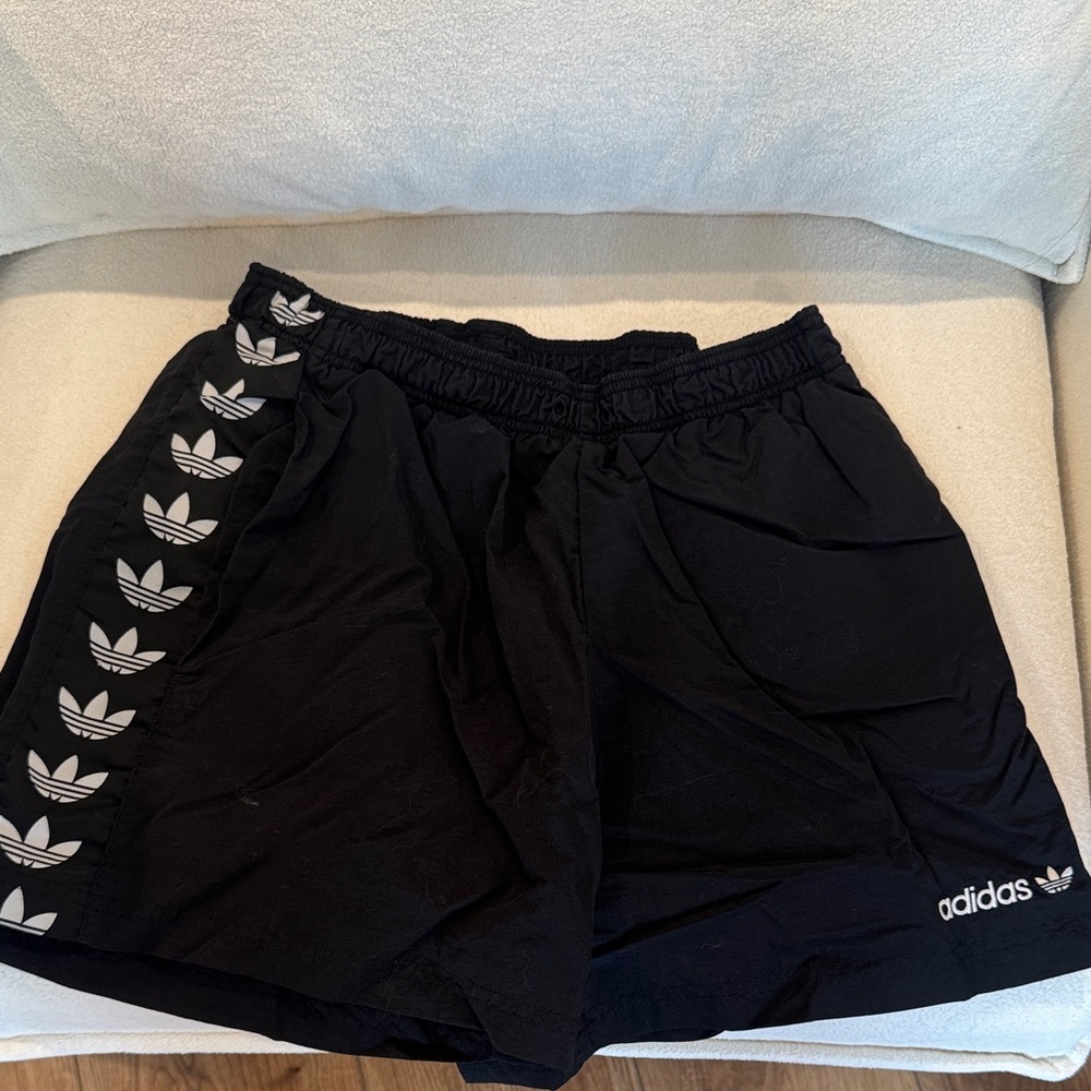 Adidas Black Shorts with White Logo Accents